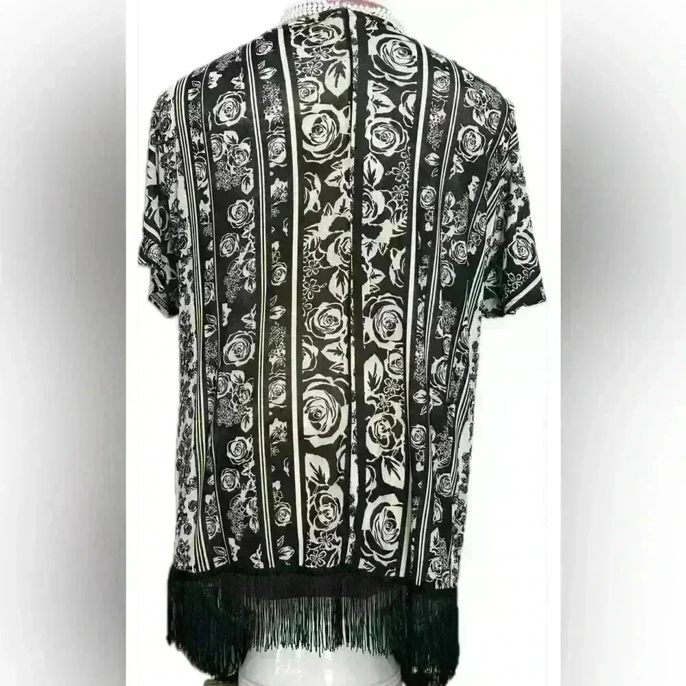 Siren Lily Fringe Floral Women's Kimono (308)